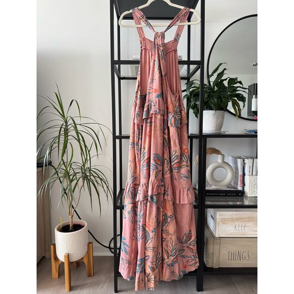 Free People Anita Desert Rose Combo Floral Ruffled Tiered Maxi Dress Size Small - Picture 4 of 12